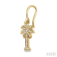 1/4 Ctw Palm Tree Round Cut Diamond Earrings in 10K Yellow Gold