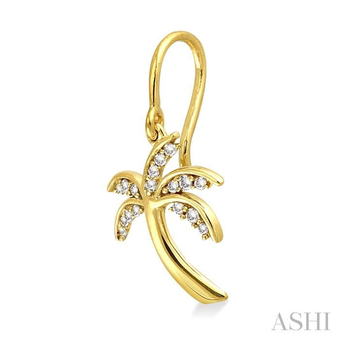 1/4 ctw Palm Tree Round Cut Diamond Earrings in 14K Yellow Gold