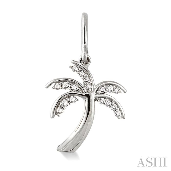 1/4 Ctw Palm Tree Round Cut Diamond Earrings in 10K White Gold