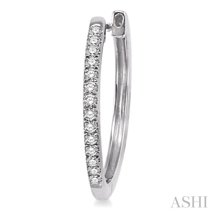 1/4 ctw Round Cut Diamond Hoop Earrings in 14K White Gold