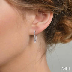 1/4 ctw Round Cut Diamond Hoop Earrings in 14K White Gold