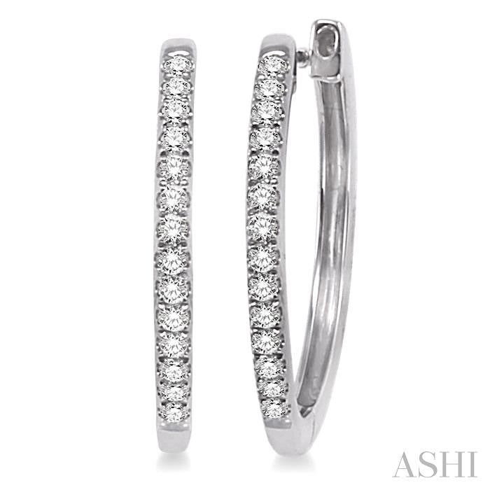 1/4 ctw Round Cut Diamond Hoop Earrings in 14K White Gold