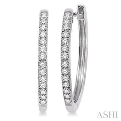 1/4 ctw Round Cut Diamond Hoop Earrings in 14K White Gold