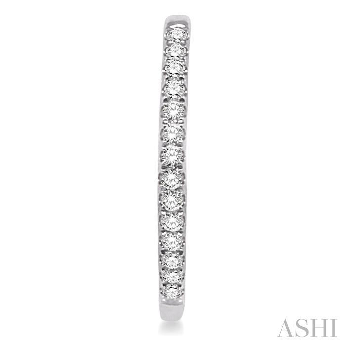 1/4 ctw Round Cut Diamond Hoop Earrings in 10K White Gold