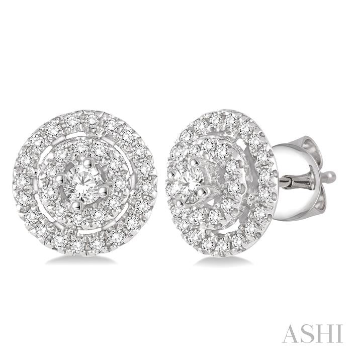1/3 ctw Round Cut Diamond Fashion Earrings in 14K White Gold