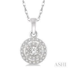 1/5 Ctw Round Cut Diamond Fashion Pendant in 14K White Gold with Chain