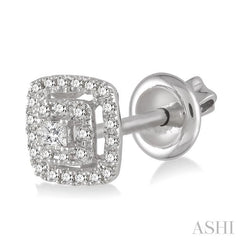 1/3 ctw Square Shape Round Cut Diamond Fashion Earrings in 14K White Gold