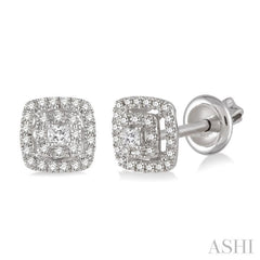 1/3 ctw Square Shape Round Cut Diamond Fashion Earrings in 14K White Gold