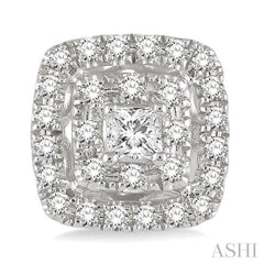 1/3 ctw Square Shape Round Cut Diamond Fashion Earrings in 14K White Gold