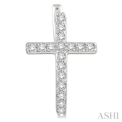 1/4 ctw Round Cut Diamond Cross Earrings in 10K White Gold