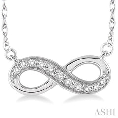1/6 Ctw Round Cut Diamond Infinity Petite Pendant in 14K White Gold with Chain