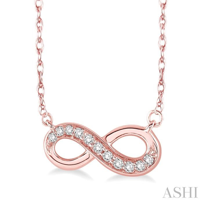 1/6 Ctw Round Cut Diamond Infinity Petite Pendant in 10K Rose Gold with Chain