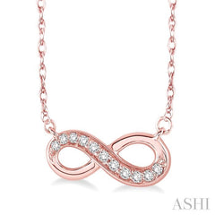 1/6 Ctw Round Cut Diamond Infinity Petite Pendant in 10K Rose Gold with Chain