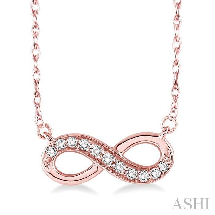 1/6 Ctw Round Cut Diamond Infinity Petite Pendant in 10K Rose Gold with Chain