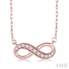 1/6 Ctw Round Cut Diamond Infinity Petite Pendant in 10K Rose Gold with Chain