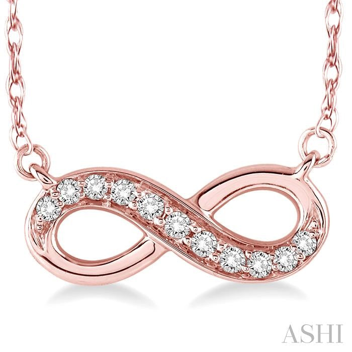 1/6 Ctw Round Cut Diamond Infinity Petite Pendant in 10K Rose Gold with Chain