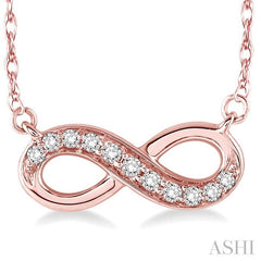 1/6 Ctw Round Cut Diamond Infinity Petite Pendant in 10K Rose Gold with Chain