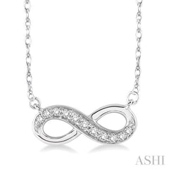 1/6 ctw Round Cut Diamond Infinity Petite Pendant in 10K White Gold with Chain