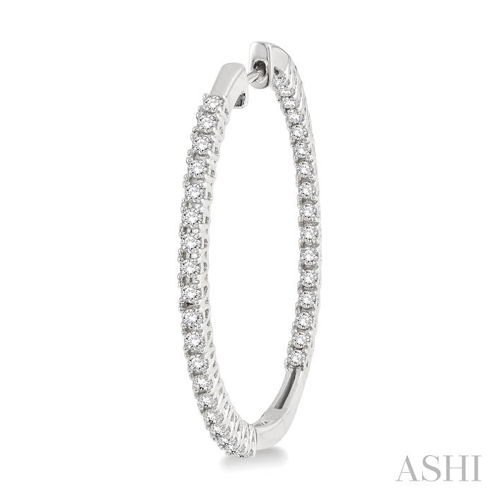 1 ctw Round cut Diamond Hoop Earrings in 14K White Gold