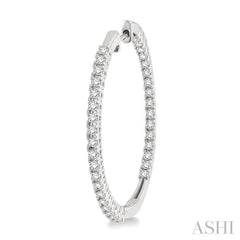 1 ctw Round cut Diamond Hoop Earrings in 14K White Gold