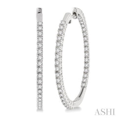 1 ctw Round cut Diamond Hoop Earrings in 14K White Gold