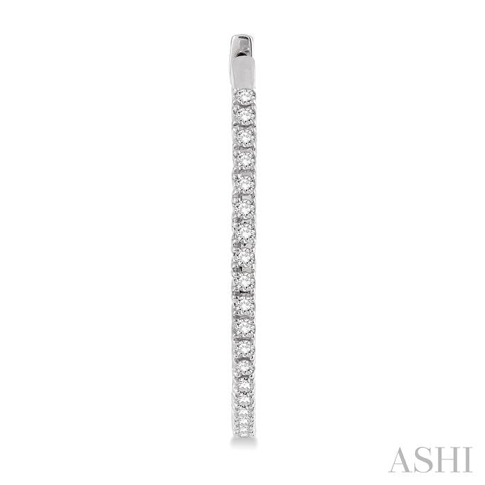 1 ctw Round cut Diamond Hoop Earrings in 14K White Gold