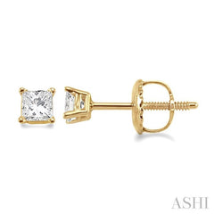 1/4 Ctw Princess Cut Diamond Stud Earrings in 14K Yellow Gold