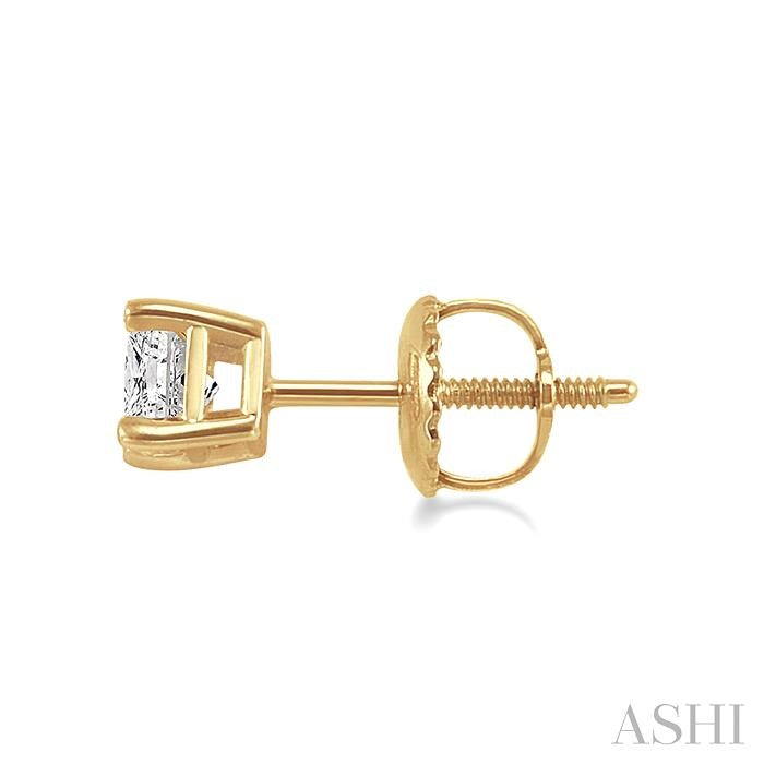 1/3 Ctw Princess Cut Diamond Stud Earrings in 14K Yellow Gold