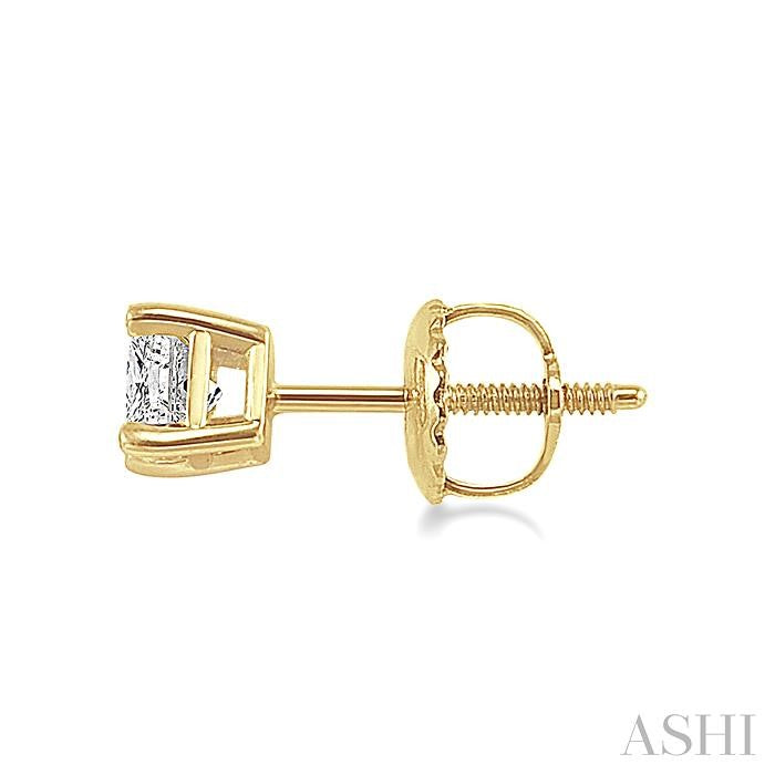 1/3 Ctw Princess Cut Diamond Stud Earrings in 14K Yellow Gold
