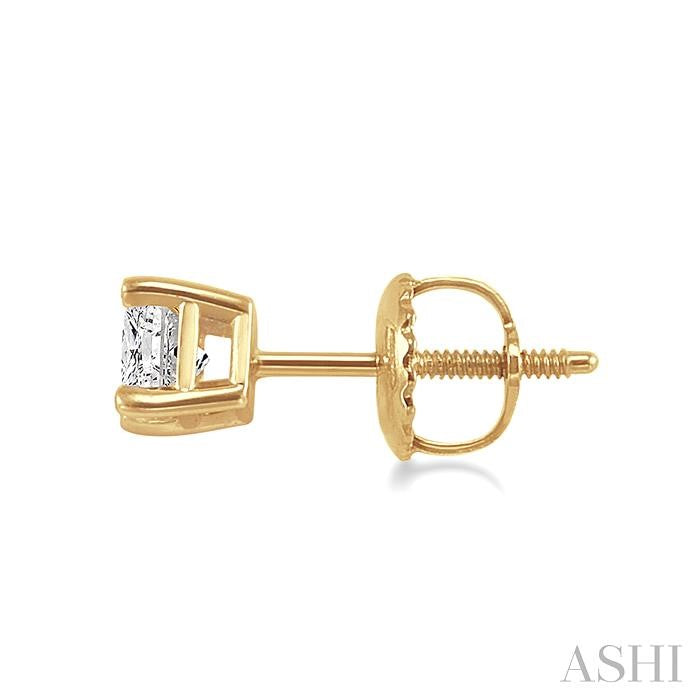 1/2 Ctw Princess Cut Diamond Stud Earrings in 14K Yellow Gold