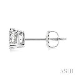 3/4 Ctw Princess Cut Diamond Stud Earrings in 14K White Gold