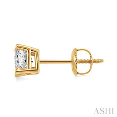 3/4 Ctw Princess Cut Diamond Stud Earrings in 14K Yellow Gold