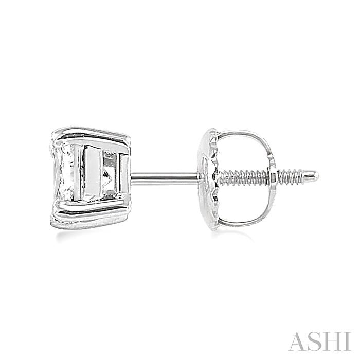 1 Ctw Princess Cut Diamond Stud Earrings in 14K White Gold