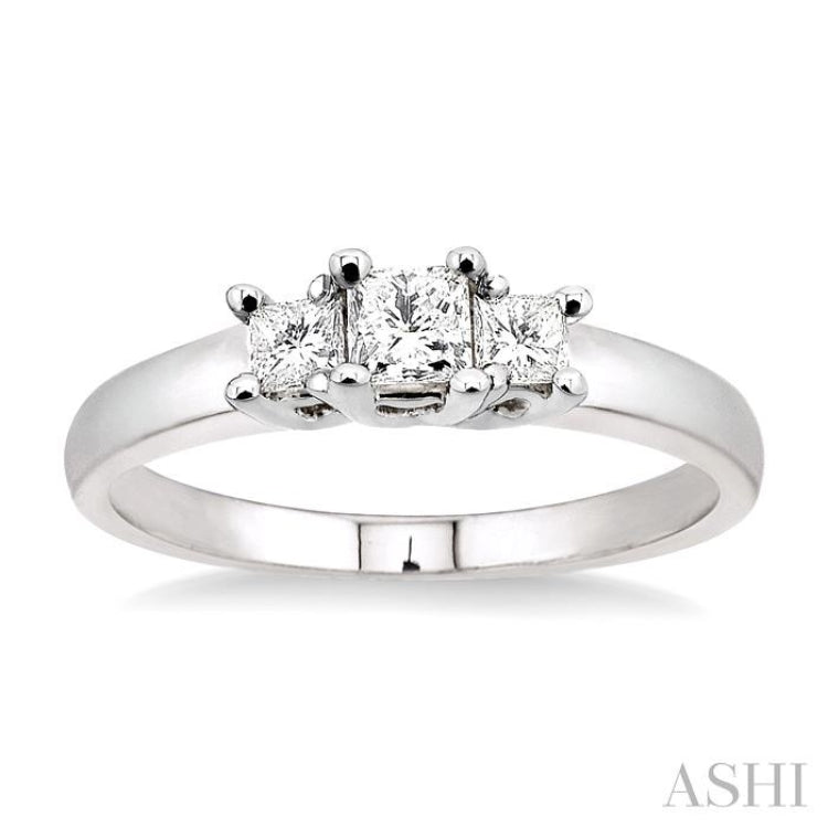 Princess Shape Past Present & Future Diamond Engagement Ring