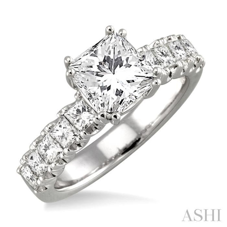 Princess Shape Semi-Mount Diamond Engagement Ring