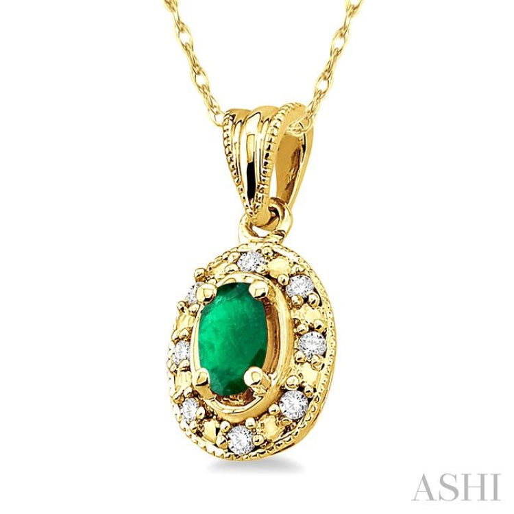 Oval Shape Gemstone & Diamond Pendant