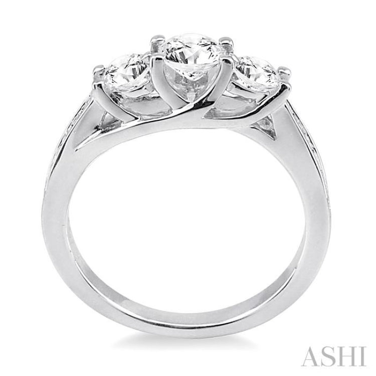 Round Shape Past Present & Future Diamond Engagement Ring