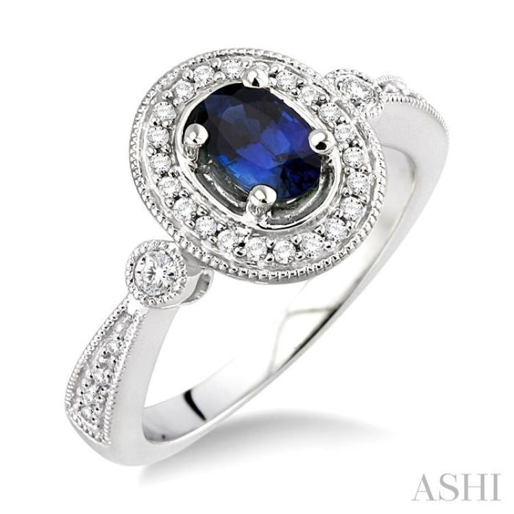 Oval Shape Gemstone & Halo Diamond Ring