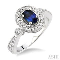 Oval Shape Gemstone & Halo Diamond Ring
