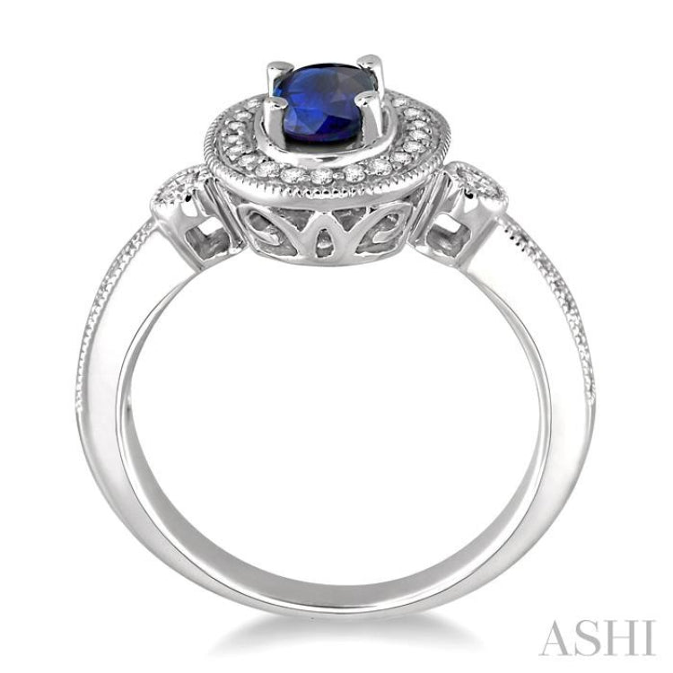 Oval Shape Gemstone & Halo Diamond Ring