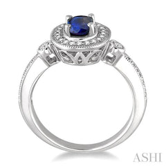 Oval Shape Gemstone & Halo Diamond Ring
