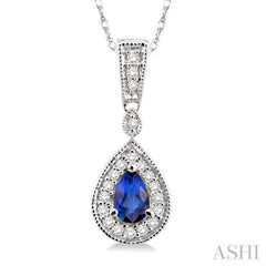 Pear Shape Gemstone & Halo Diamond Pendant