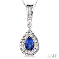 Pear Shape Gemstone & Halo Diamond Pendant