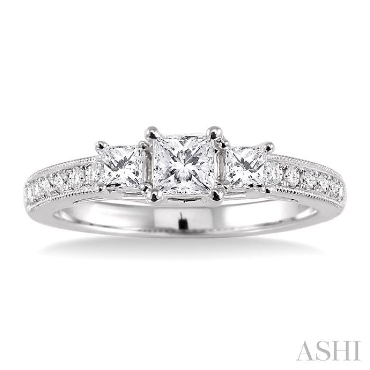 Princess Shape Past Present & Future Diamond Engagement Ring