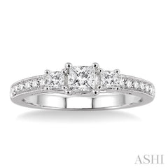 Princess Shape Past Present & Future Diamond Engagement Ring