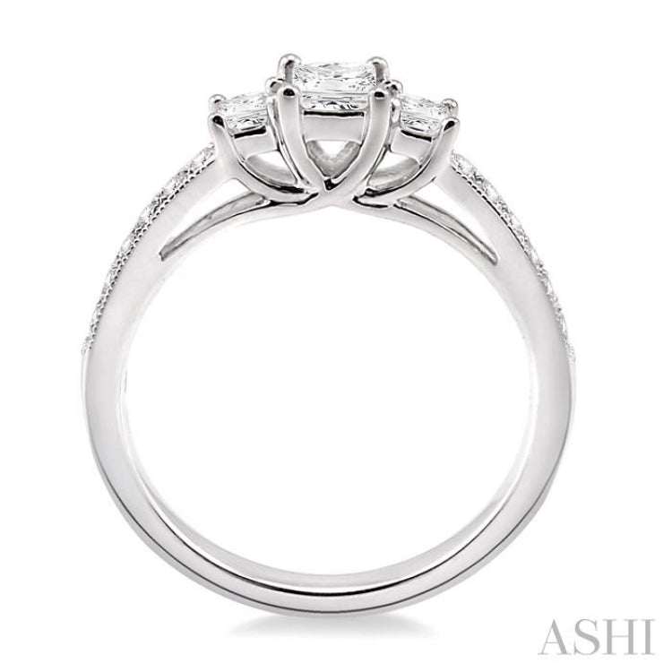 Princess Shape Past Present & Future Diamond Engagement Ring