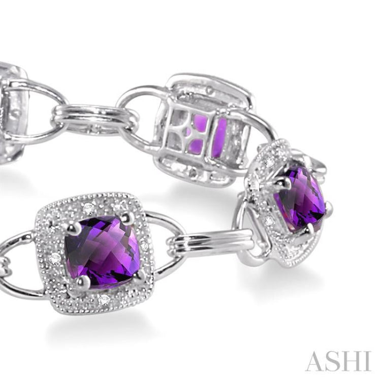 Cushion Shape Gemstone & Halo Diamond Bracelet