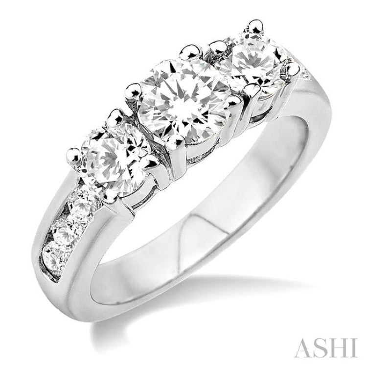 Round Shape Past Present & Future Diamond Engagement Ring