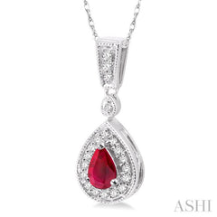 Pear Shape Gemstone & Halo Diamond Pendant