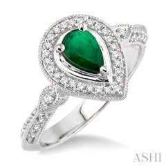 Pear Shape Gemstone & Halo Diamond Ring